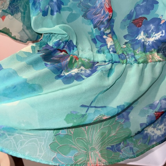 a.n.a a new approach Vibrant Floral Blouse - Teal and Orange - Picture 5 of 6